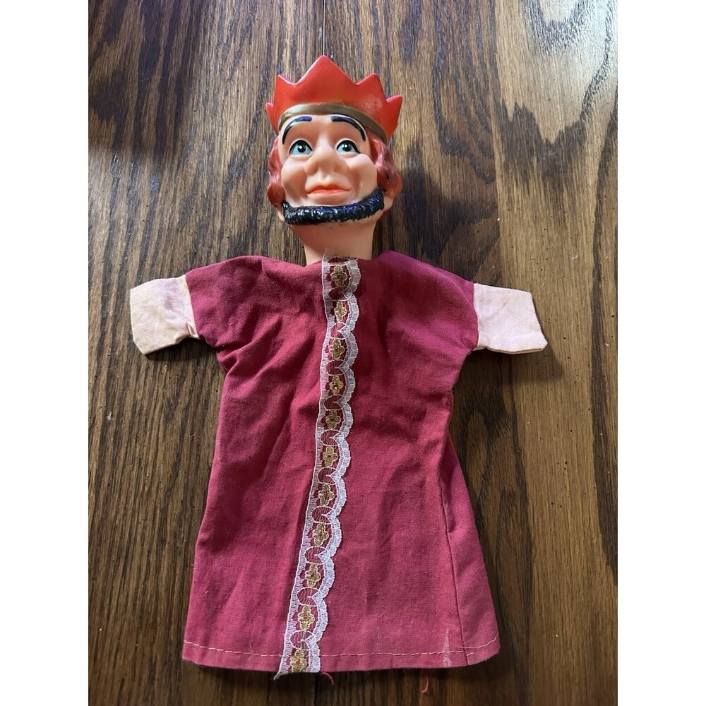 Vintage‎ King Hand Puppet Rubber Head Red Robe King Friday